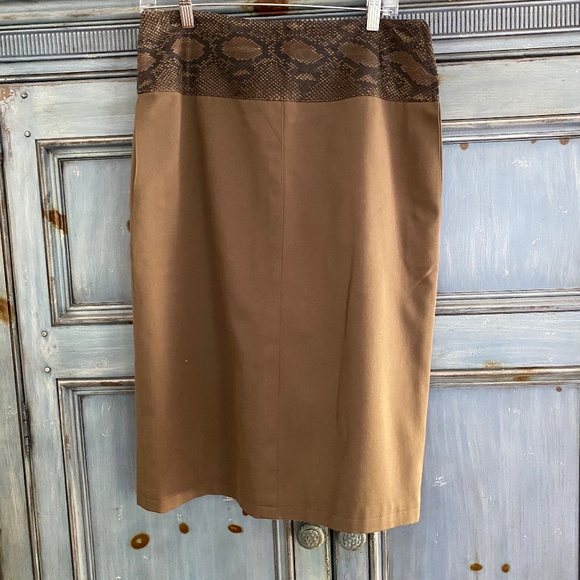 vintage khaki cotton/wool pencil skirt size US 12 - Picture 1 of 4